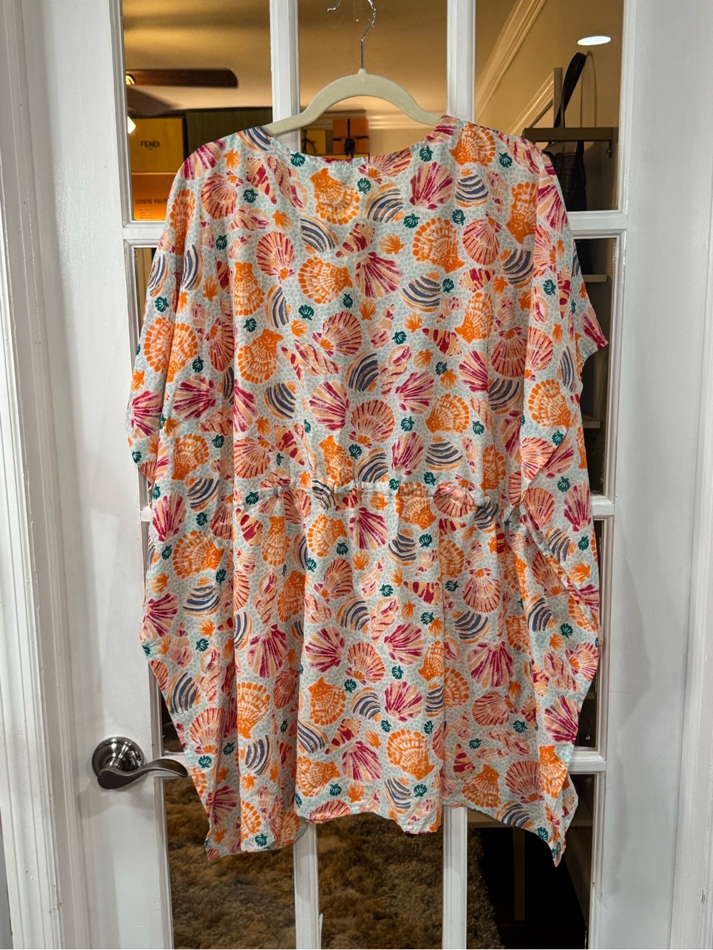 👙🔸 Shell-Print Swim Coverup with Embroidered V-Neck - Multi 🔸👙 - Picture 7 of 7